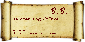 Balczer Boglárka névjegykártya